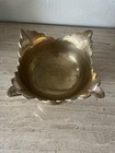 Vtg Brass Bowl Vase Pedestal Footed Scallop Rim India Solid Decor Free Ship