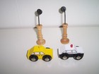 Maxim Wooden Train Police Car   Taxi Cab   Lamp Posts Lot Fits Brio Thomas Track