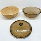 Vintage Pyrex Designs Corning 1 5 Qt Covered Casserole Rattan Basket 6230-f
