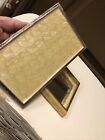 Vintage Art Deco Enamel Over Metal Rhinestone Accented Mirrored Vanity Box