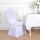 White Ruffle Pleated Skirt Fitted Spandex Banquet Chair Cover Party Decorations
