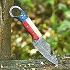 Handmade Damascus Steel Hunting Knife Fixed Blade Wood Handle Leather Sheath2079
