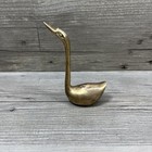 Vintage Pair Mid Century Decorative Solid Brass Swan Duck Geese Figurines Mcm