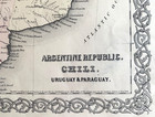 1855 Argentina  Chile  Uruguay   Paraguay Antique 15x18 Color Map South America