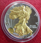 1999 Us Mint-american Silver Eagle-gold Gilded-1 Troy Oz  999 Silver Coin