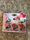 Set Of 5 Multicolored Rose Straw Toppers  New 