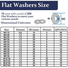 290pcs Flat Washers  304 Stainless Steel Fender Washers Assortment  15 Different