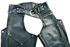 Womens Harley Davidson Chaps M Black Leather Lined Vintage Pocket Bar Shield Vtg