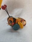 Vintage Fisher Price Pull Kids Toy Buzzy Bee  325   Works  Needs New String 