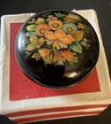 Signed  Vtg Ussr Russian Hand Painted Lacquer Box Floral Khokhloma Style W  Box