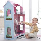 3-storey Wooden Dolls House For Kids  Dollhouse With Simulated Luxury Furniture