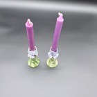 Vintage Ceramic Iris Flower Taper Candle Holders Set