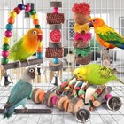 Bird Chew Toys  7 Packs Parakeet Natural Wood Toys Parrot Hanging Cage Toy Perch
