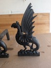 Antique Early 20th Dragon Fireplace Cast Iron Fireplace Andirons Scottish 