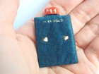 Solid 14kt Yellow Gold Heart Stud Very Tiny Small Dainty Earrings 4mmx 3 5mm New