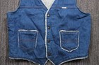 Sedge-field Vintage 80s Denim Vest Sherpa Lined Men Large Short Grunge Workwear