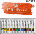 Professional 12 Color Set Of Art Oil Paint In 12ml Tubes - Rich
