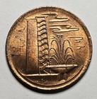 1977 Singapore 1 One Cent - Copper Clad Steel Coin - Singaporean - World Coin