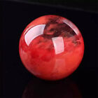80mm Large Natural Quartz Crystal Sphere Healing Red Smelting Stone Ball   Stand