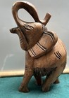 Antique Vintage Hand Carved Heavy  Wooden Elephant Weight 10 5   
