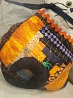 Vtg Hand-made Halloween Quilted Patchwork Primitive 10  Cat Pillow Folk Art 