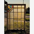 Stained Glass Window Reclaimed Salvaged Art Deco Design Vintage Mcm 27   x39   