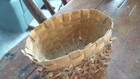 Antique Miniature Sweetgrass   Splint Basket  2   Purple  Curled  Lid  Primitive