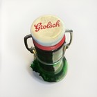 3 Vintage Grolsch Beer Bottles Green Embossed Glass Swing Top