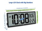 14 5   Large Digital Wall Clock Battery Operated With Jumbo Numbers  Temp   Date