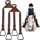 Kids Western Stirrups Adjustable Nylon Straps Equestrian Safety 2 Brown