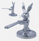 Shotgun Bunny Hood Ornament Sculpture  Cartoon Vintage Hood Decoration