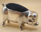 Edwardian Design Birmingham Hallmarked Sterling Silver Pig   Sow Pin Cushion