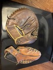 Lot Of 2 Vtg Baseball Gloves  1940 s-50 s  Frank House Catchers Mitt Bls Trapper