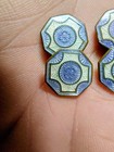 Antique Enameled Cuff Links-periwinkle purple   White- Octagon Shape