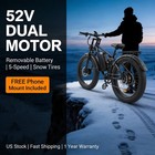 26in Snow Tires Electric Bike For Adults 3000w Dual Motor 52v 25ah 39mph E-bike