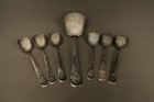 Antique Spanish 916 Sterling Silver R Esteve Dessert Spoons   Server Set