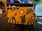 1975 Vintage Floral Cat Piggy Bank - Animal Theme Floral Design