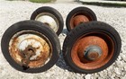 4 Vintage Metal Baby Buggy Wheels Pedal Car Garden Cart Pumpkin Wagon A54 