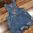 Vintage Seasame Street Elmo Overalls Shorts 6-9 Months Blue Denim First Ball Y2k