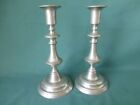 Pair Of Antique Pewter Push-up Candlesticks