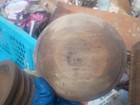 Antique Primitive Wood Dough Bowl 13    Out Of Round Unique Patina Farmhouse Amish