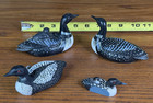 Lot Of 4 Wood   Resin Loon   Chick Figures Loons Birds Decor Wildlife B w Ducks