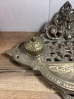 Vintage Gilded Bronzed Iron Victorian Ornate Inkwell  13  A 10  D  Art Nouveau