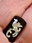 Set Of 8 Antique Victorian Buttons Composition W Inlaid Pearl Birds 3 4   x1 2   
