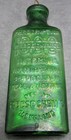 Rare Antique Reese Chem Co Emerald Green Glass Square Bottle 5 75  Tall
