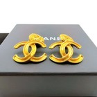 Chanel Cc Logo Coco Mark Vintage Earrings Gold 95a Swing Clip-on Authentic Japan