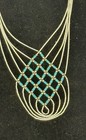 Vintage Southwestern Liquid Silver And Turquoise Basket Weave Jewelry Set