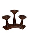 Curved Triple Graduated Candelabra Wooden Wood Vintage Mcm Candle Holder