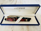 Waterman Phileas Marble Gold Trim Red Fountain Pen   Green Ballpoint Pen Set