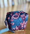 Vera Bradley Mini Cosmetic Case Victorian Vines Cotton Green Red Nwt New Sealed